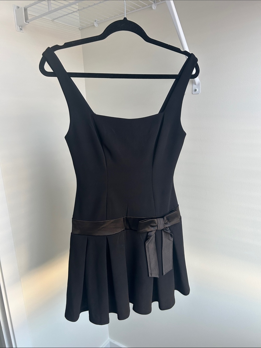 B Darlin Black Sleeveless Fit & Flare Mini Dress with Waist Bow